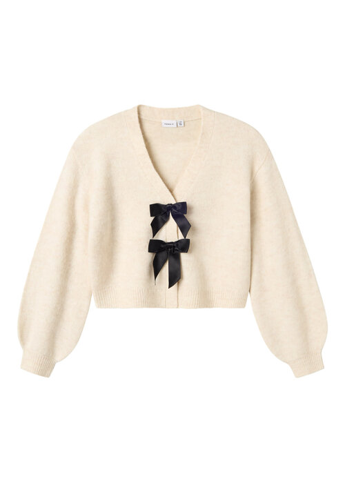 Name it Name it NKFRINA LS KNIT CARD Jet Stream BLACK BOW