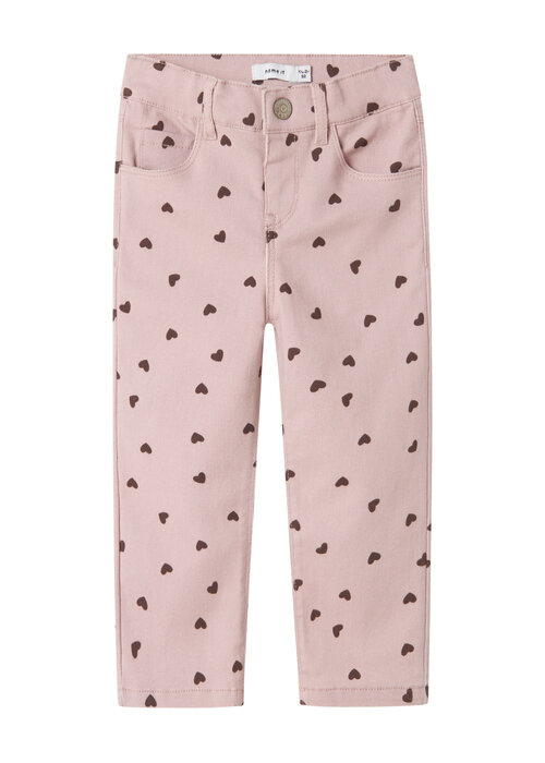 Name it Name it NMFROSE STRAIGHT AOP TWILL PANT 7218-YF Burnished Lilac HEART