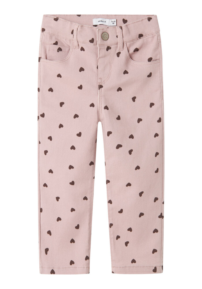 Name it NMFROSE STRAIGHT AOP TWILL PANT 7218-YF Burnished Lilac HEART