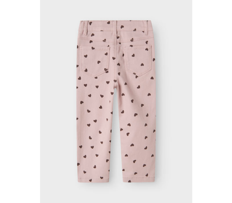 Name it NMFROSE STRAIGHT AOP TWILL PANT 7218-YF Burnished Lilac HEART