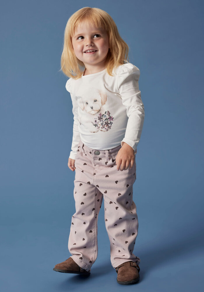 Name it NMFROSE STRAIGHT AOP TWILL PANT 7218-YF Burnished Lilac HEART