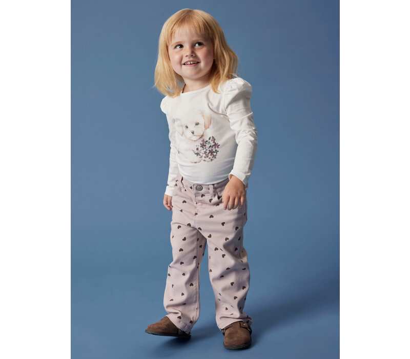 Name it NMFROSE STRAIGHT AOP TWILL PANT 7218-YF Burnished Lilac HEART