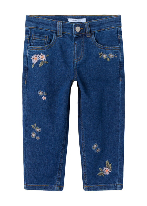 Name it Name it NMFBELLA MOM EMB JEANS 1224-FR NOOS Dark Blue Denim FLOWER EMB