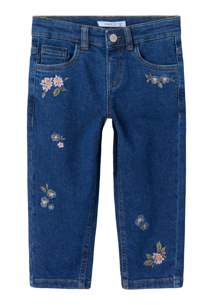 Name it NMFBELLA MOM EMB JEANS 1224-FR NOOS Dark Blue Denim FLOWER EMB