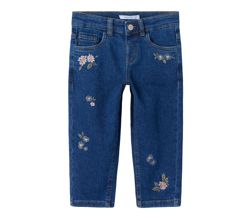 Name it NMFBELLA MOM EMB JEANS 1224-FR NOOS Dark Blue Denim FLOWER EMB
