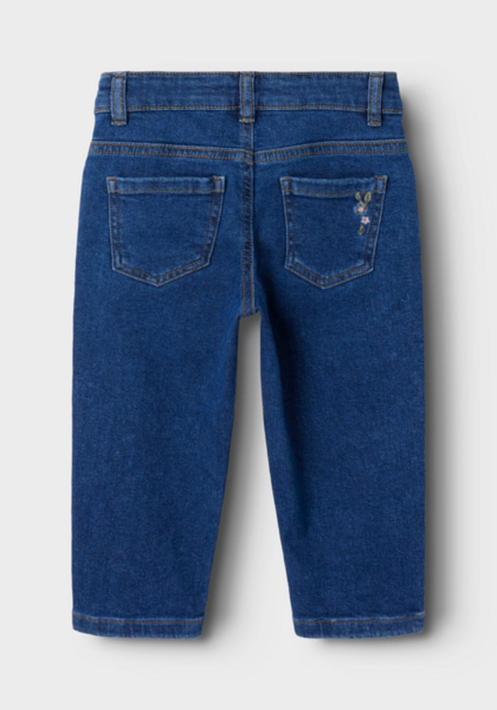 Name it NMFBELLA MOM EMB JEANS 1224-FR NOOS Dark Blue Denim FLOWER EMB
