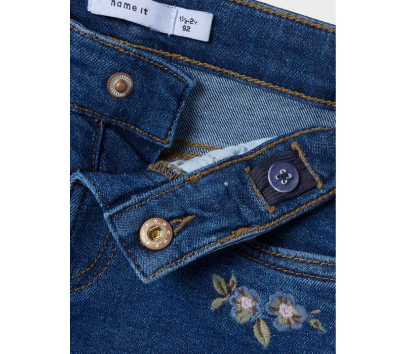 Name it NMFBELLA MOM EMB JEANS 1224-FR NOOS Dark Blue Denim FLOWER EMB