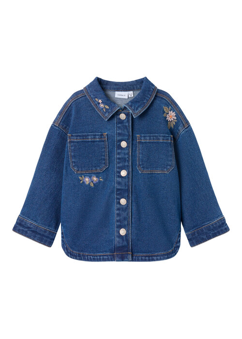 Name it Name it NMFKARA EMB DNM JACKET 1224-FR Dark Blue Denim FLOWER EMB