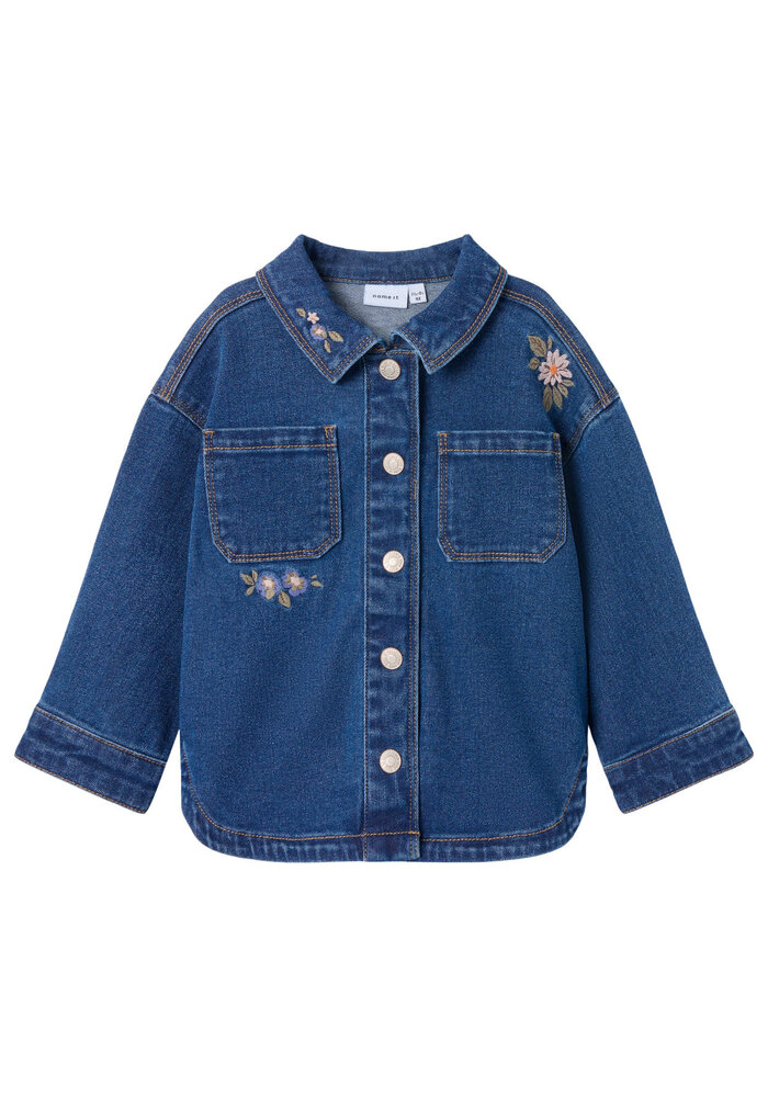 Name it NMFKARA EMB DNM JACKET 1224-FR Dark Blue Denim FLOWER EMB
