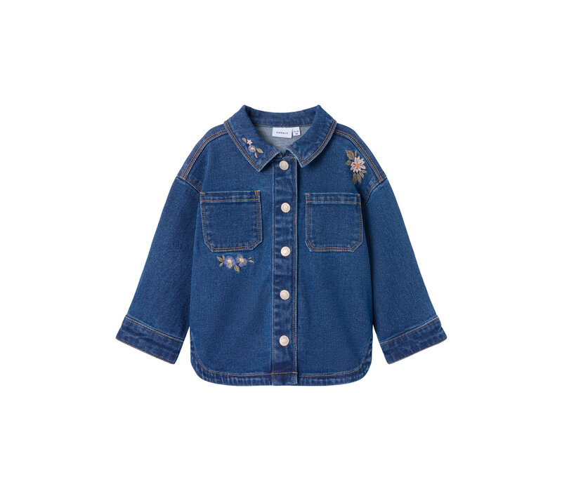 Name it NMFKARA EMB DNM JACKET 1224-FR Dark Blue Denim FLOWER EMB