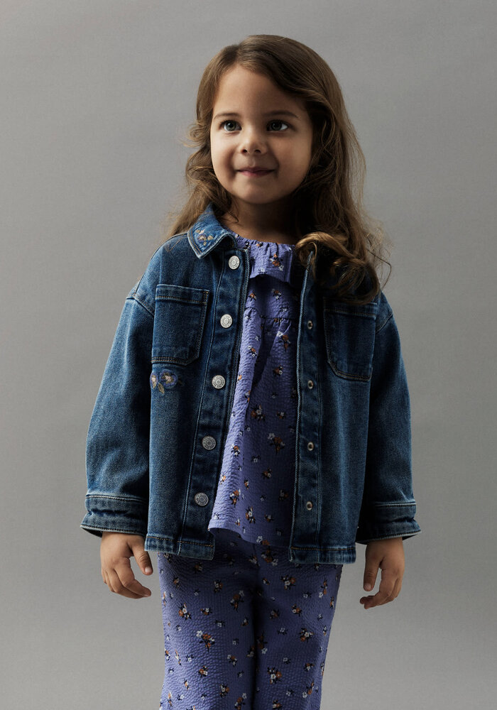 Name it NMFKARA EMB DNM JACKET 1224-FR Dark Blue Denim FLOWER EMB