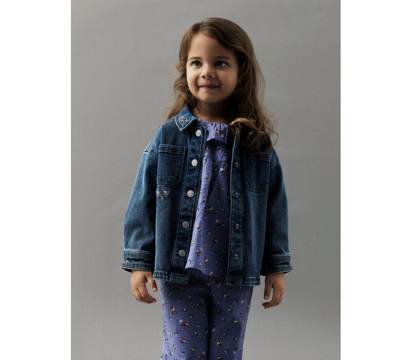 Name it NMFKARA EMB DNM JACKET 1224-FR Dark Blue Denim FLOWER EMB