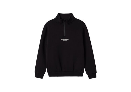 Name it Name it NKMBRODY LS NREG SWEAT ZIP BRU NOOS Black W. WHITE PRINT
