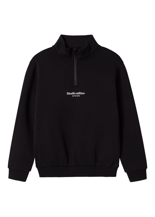 Name it Name it NKMBRODY LS NREG SWEAT ZIP BRU NOOS Black W. WHITE PRINT