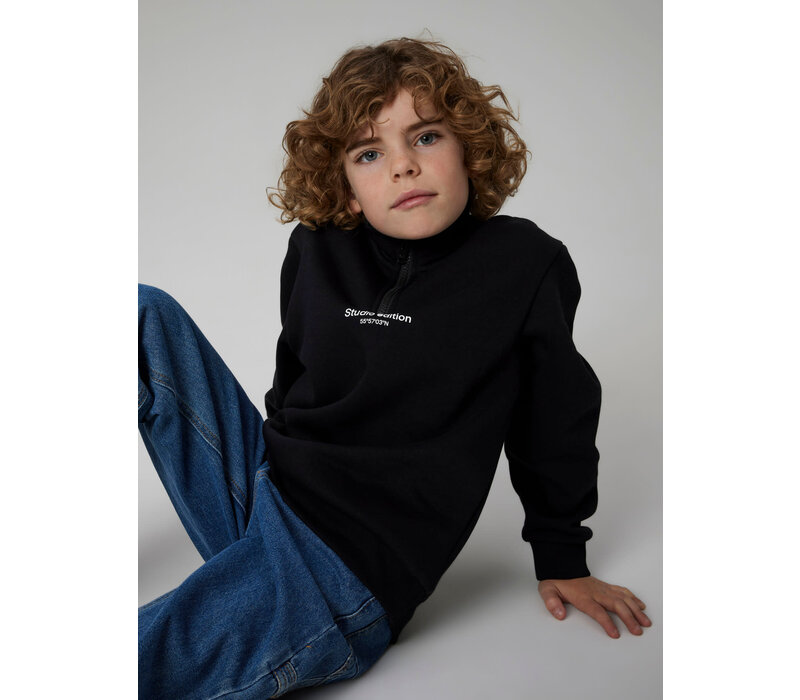 Name it NKMBRODY LS NREG SWEAT ZIP BRU NOOS Black W. WHITE PRINT