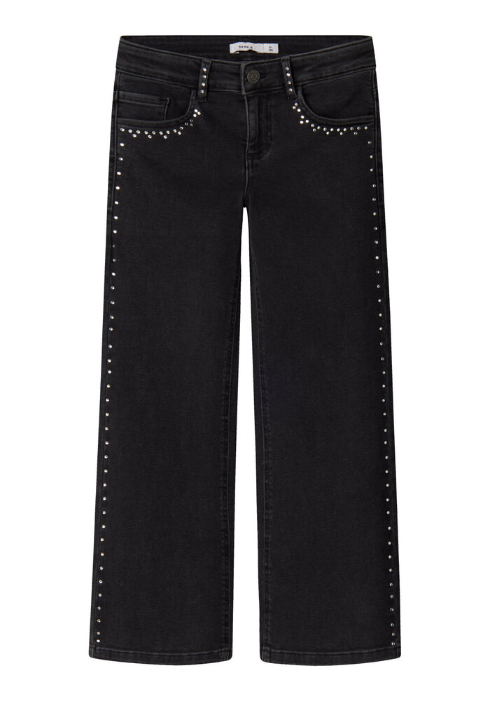 Name it NKFROSE WIDE RHINESTONE JEANS 8810-BF O Black
