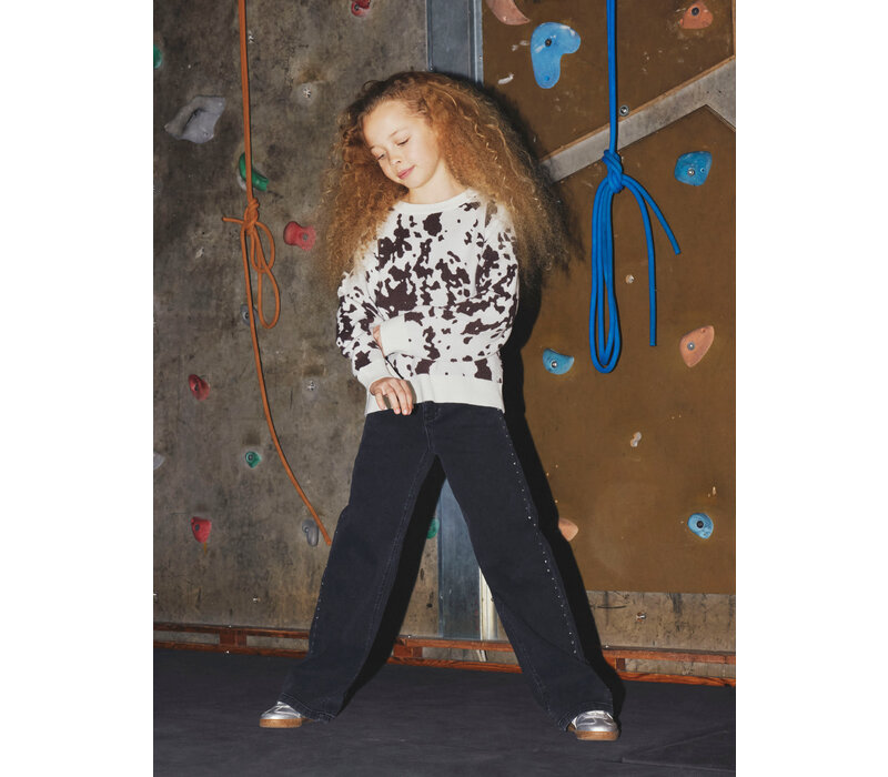 Name it NKFROSE WIDE RHINESTONE JEANS 8810-BF O Black