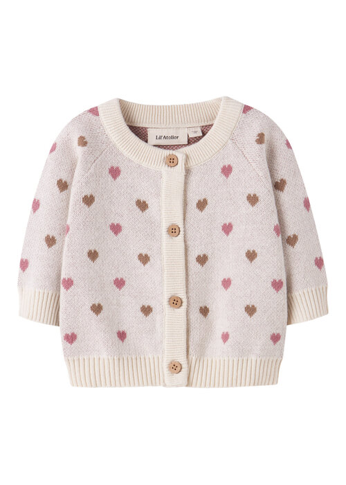 Lil' Atelier Lil' Atelier NBFSARAN LS KNIT CARD HEART LIL Turtledove SEPIA TINT
