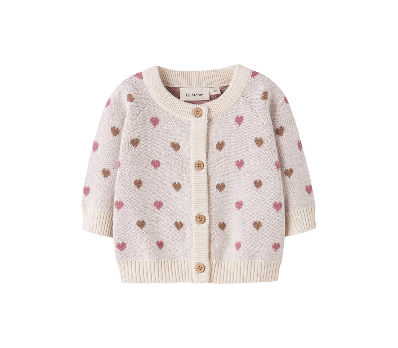 Lil' Atelier NBFSARAN LS KNIT CARD HEART LIL Turtledove SEPIA TINT