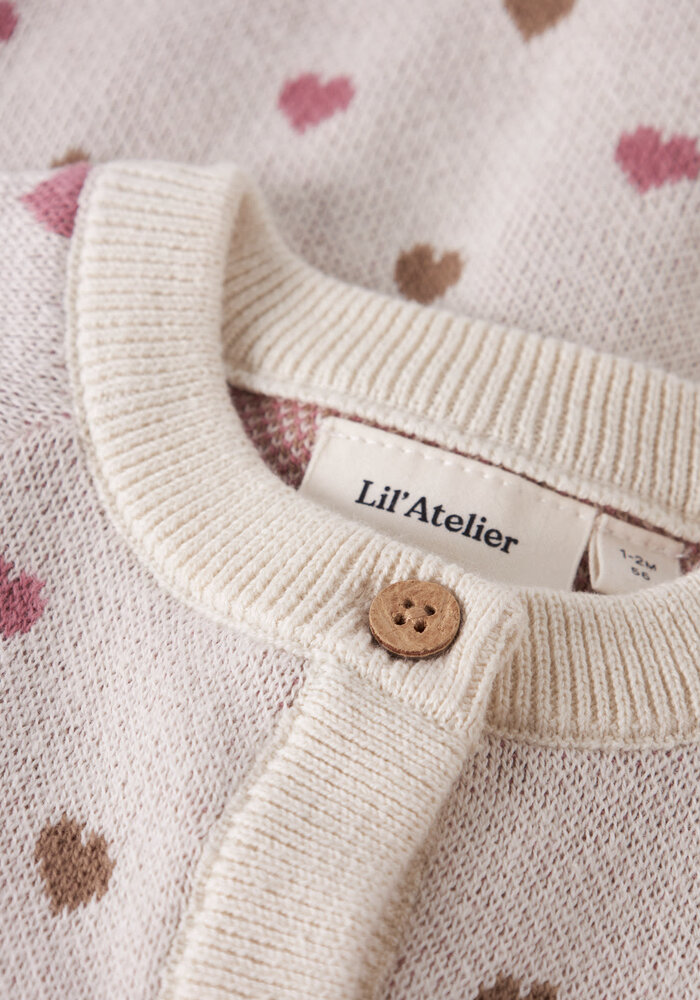 Lil' Atelier NBFSARAN LS KNIT CARD HEART LIL Turtledove SEPIA TINT