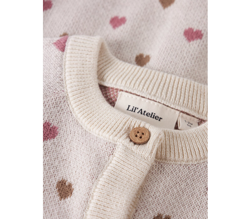 Lil' Atelier NBFSARAN LS KNIT CARD HEART LIL Turtledove SEPIA TINT