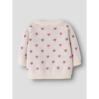 Lil' Atelier NBFSARAN LS KNIT CARD HEART LIL Turtledove SEPIA TINT