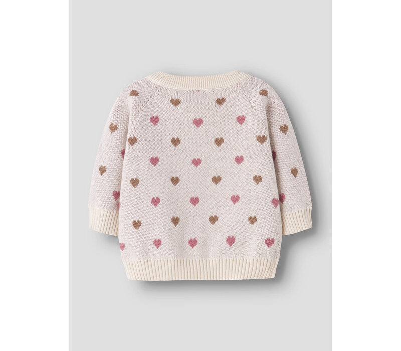Lil' Atelier NBFSARAN LS KNIT CARD HEART LIL Turtledove SEPIA TINT