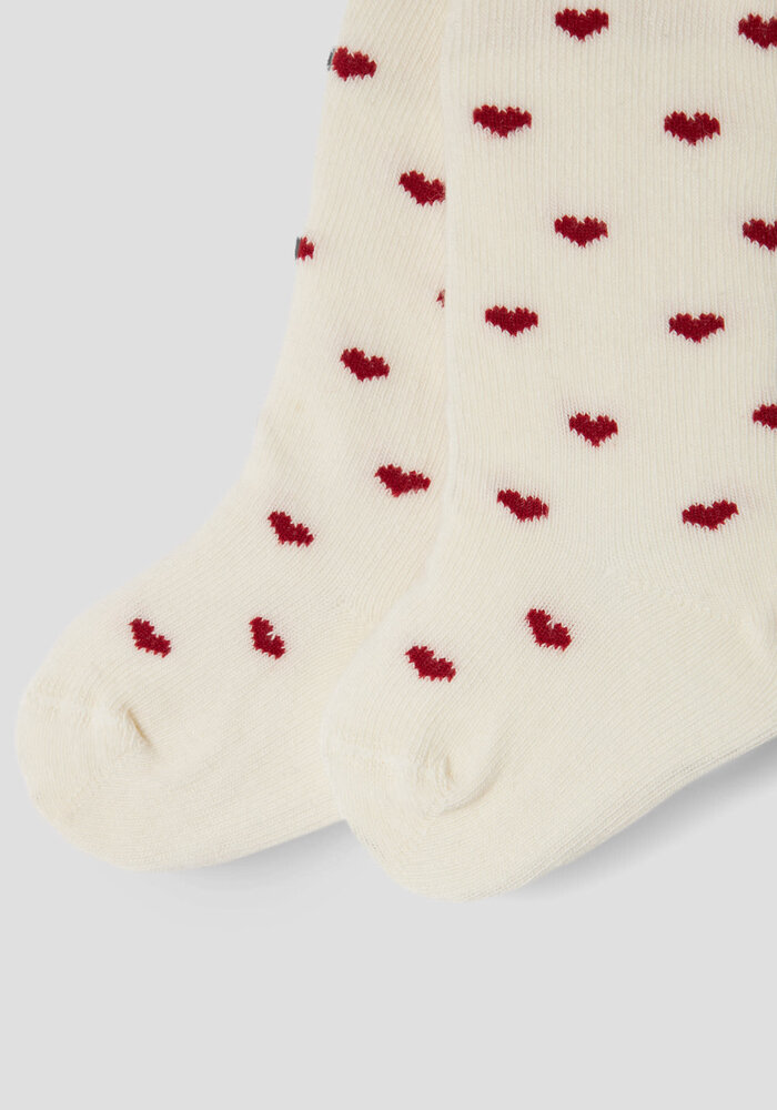 Lil' Atelier NBFREBA LEN PANTYHOSE LIL Turtledove RED HEARTS