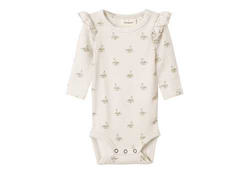 Lil' Atelier Lil' Atelier NBFGAVO EKO LS SLIM BODY LIL NOOS Pastel Parchment SWAN