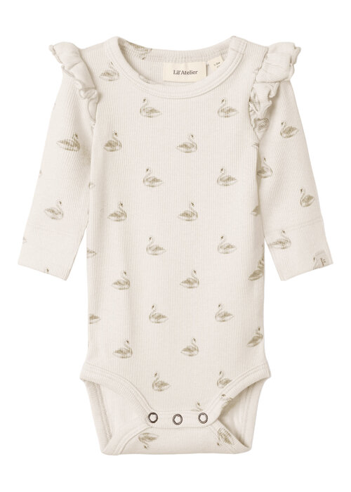 Lil' Atelier Lil' Atelier NBFGAVO EKO LS SLIM BODY LIL NOOS Pastel Parchment SWAN