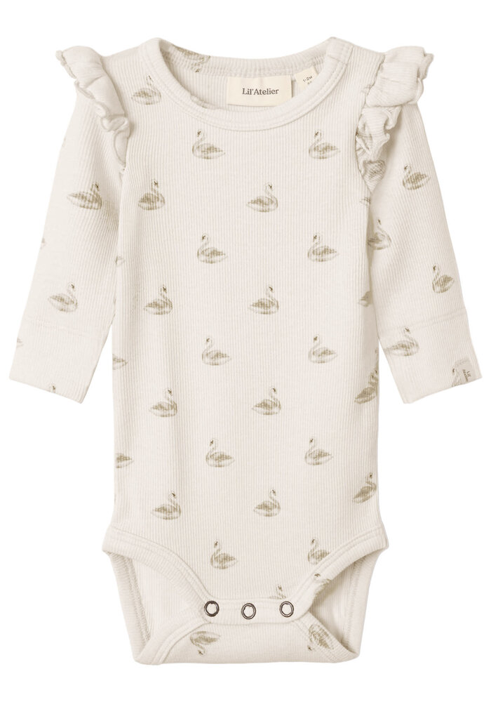 Lil' Atelier NBFGAVO EKO LS SLIM BODY LIL NOOS Pastel Parchment SWAN