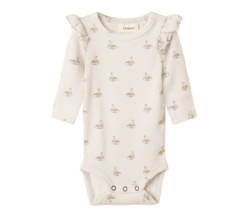 Lil' Atelier NBFGAVO EKO LS SLIM BODY LIL NOOS Pastel Parchment SWAN