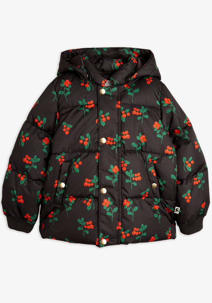 Mini Rodini Lingonberries aop hooded puffer