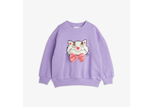 Mini Rodini Mini Rodini Cat with bowtie chenille sweatshirt
