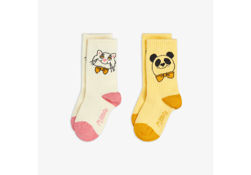 Mini Rodini Mini Rodini Cat & panda 2-pack socks Multi