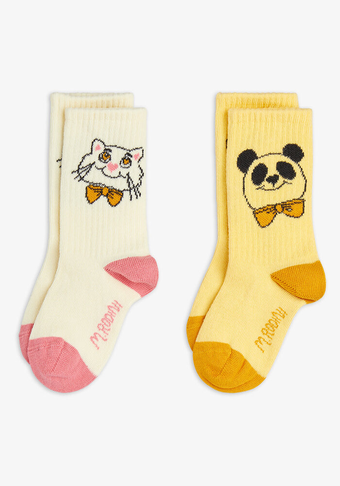 Mini Rodini Cat & panda 2-pack socks Multi