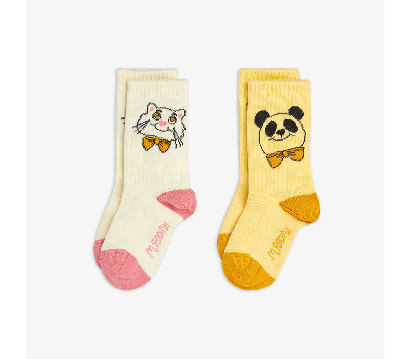 Mini Rodini Cat & panda 2-pack socks Multi