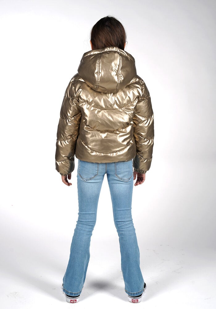 Moodstreet JESSE shiny wavy-quilt jacket Gold
