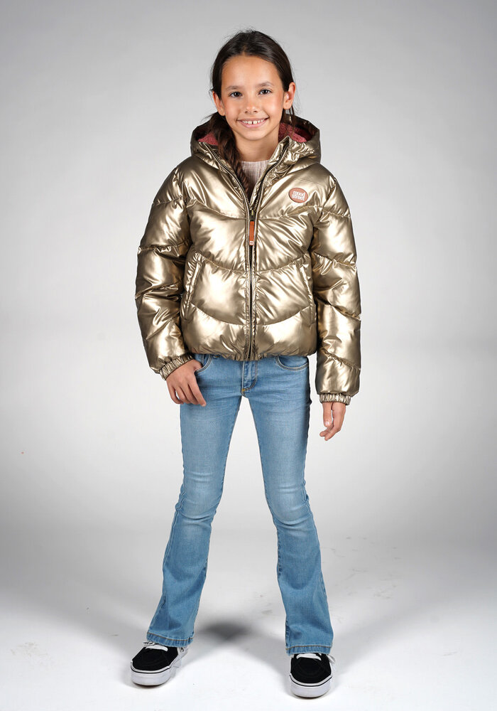 Moodstreet JESSE shiny wavy-quilt jacket Gold
