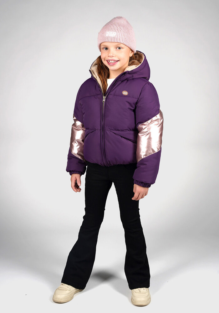 Moodstreet JONI dull & shiny combo jacket Grape