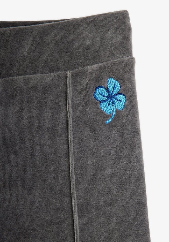 Mini Rodini Clover emb velour flared trousers Grey