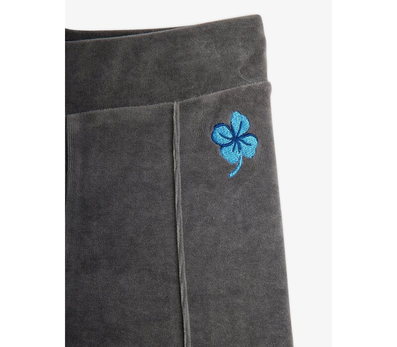 Mini Rodini Clover emb velour flared trousers Grey
