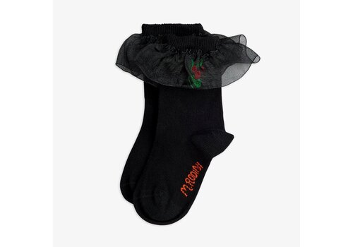 Mini Rodini Mini Rodini Lingonberry emb frill 1-pack socks Black