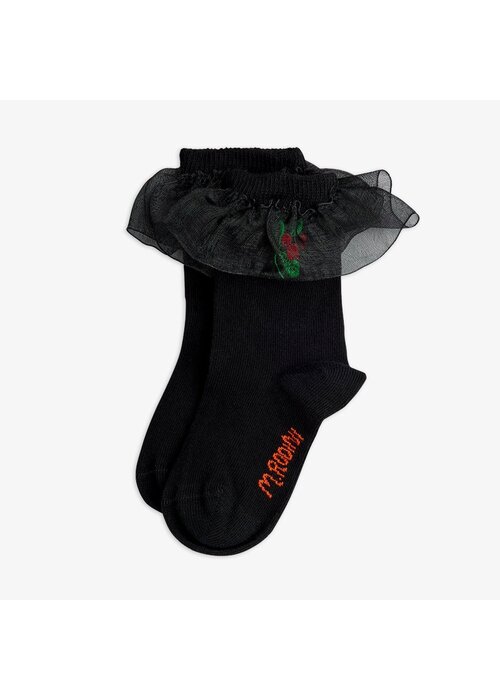 Mini Rodini Mini Rodini Lingonberry emb frill 1-pack socks Black