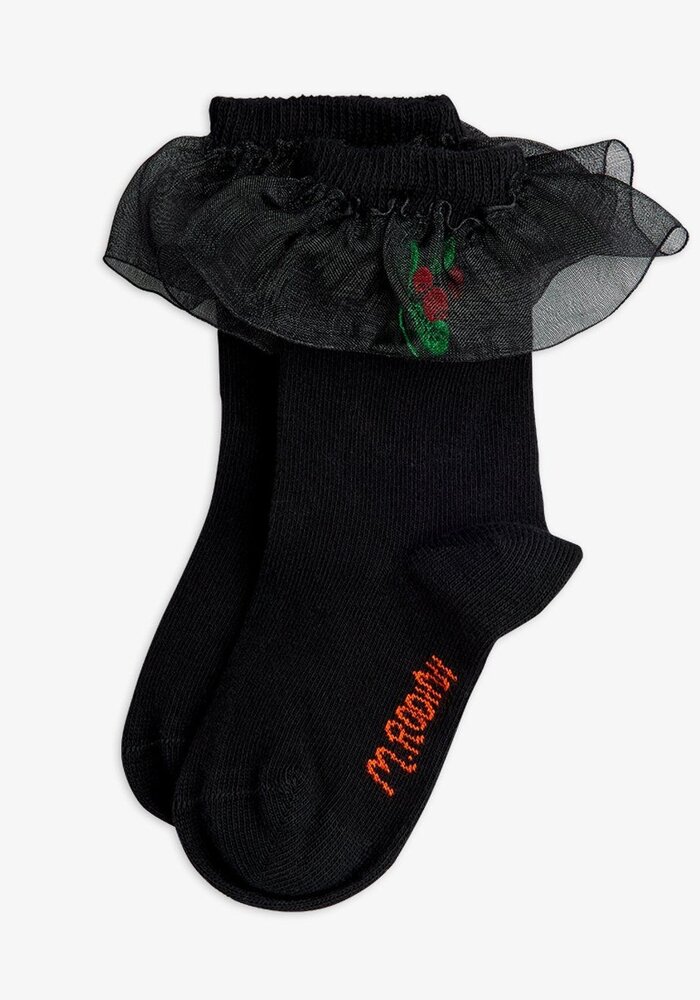 Mini Rodini Lingonberry emb frill 1-pack socks Black