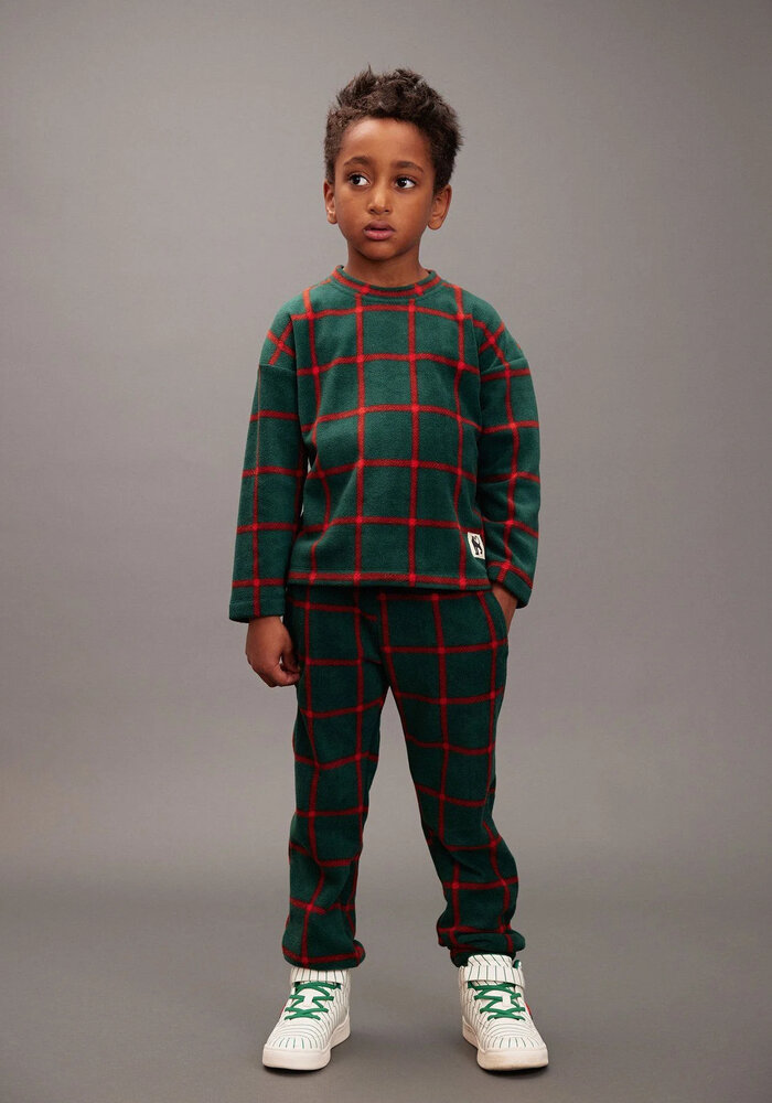 Mini Rodini Plaid aop fleece ls top Black