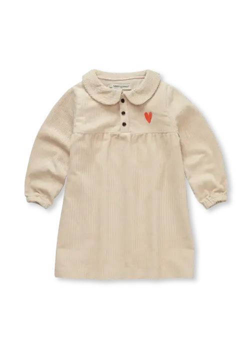 Sproet & Sprout Sproet & Sprout Corduroy dress heart Beige