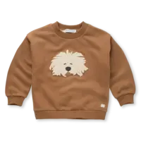 Sproet & Sprout Sweatshirt moustache dog Mocca