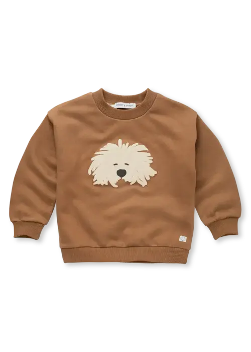 Sproet & Sprout Sproet & Sprout Sweatshirt moustache dog Mocca