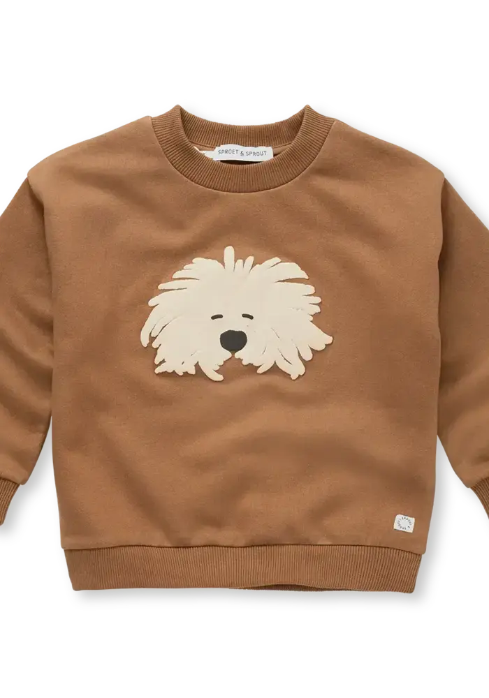 Sproet & Sprout Sweatshirt moustache dog Mocca